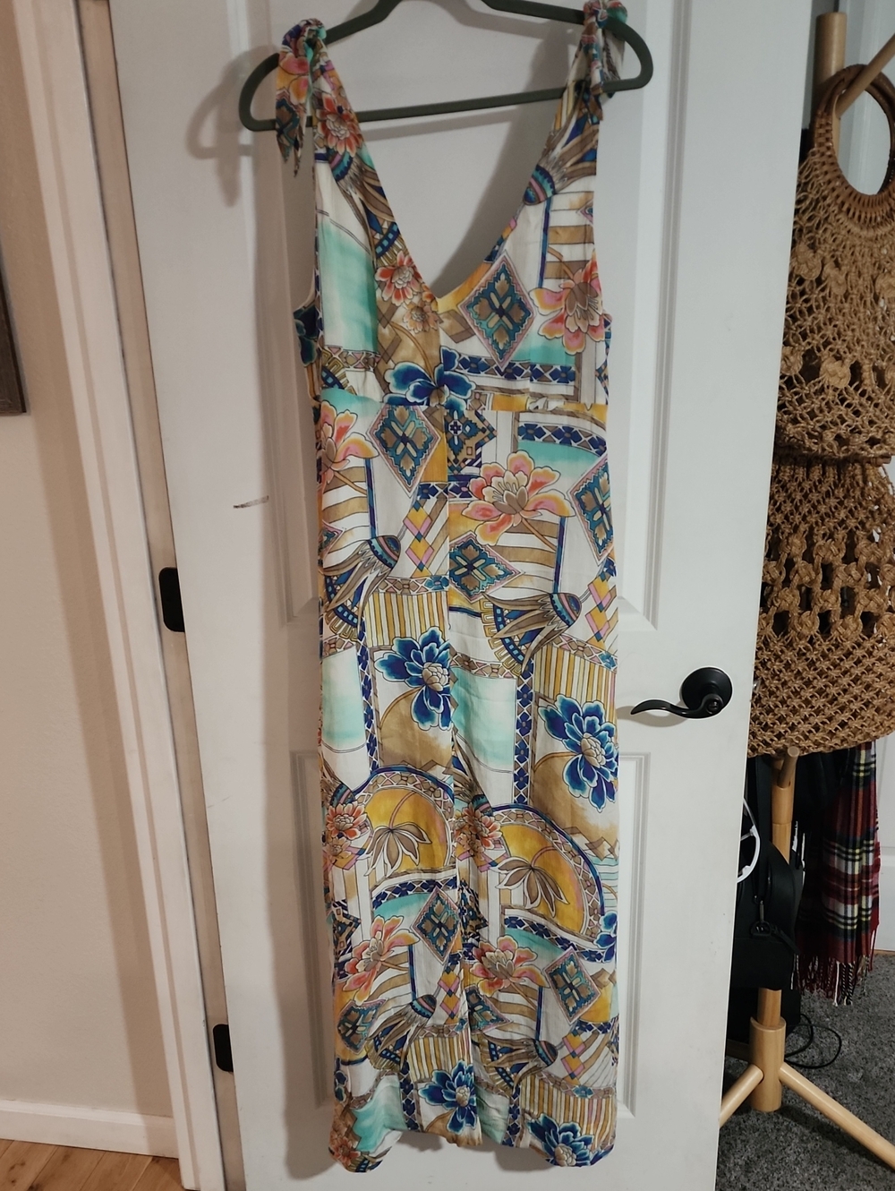 O'Neill Blue Multi Print Lined Swim Cover-Up Or Beachy Maxi Dress.